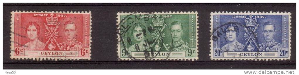 Ceylon 1937 Mi Nr 227-229 Kroning Koning Georg VI - Ceylon (...-1947)