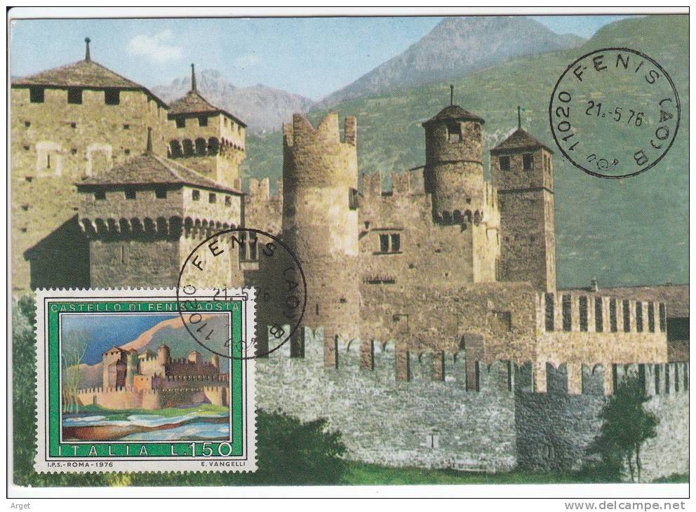 Carte Maximum ITALIE  N° Yvert  1259 (Château De Fenis) Obl 21.5.1976 - Maximumkaarten
