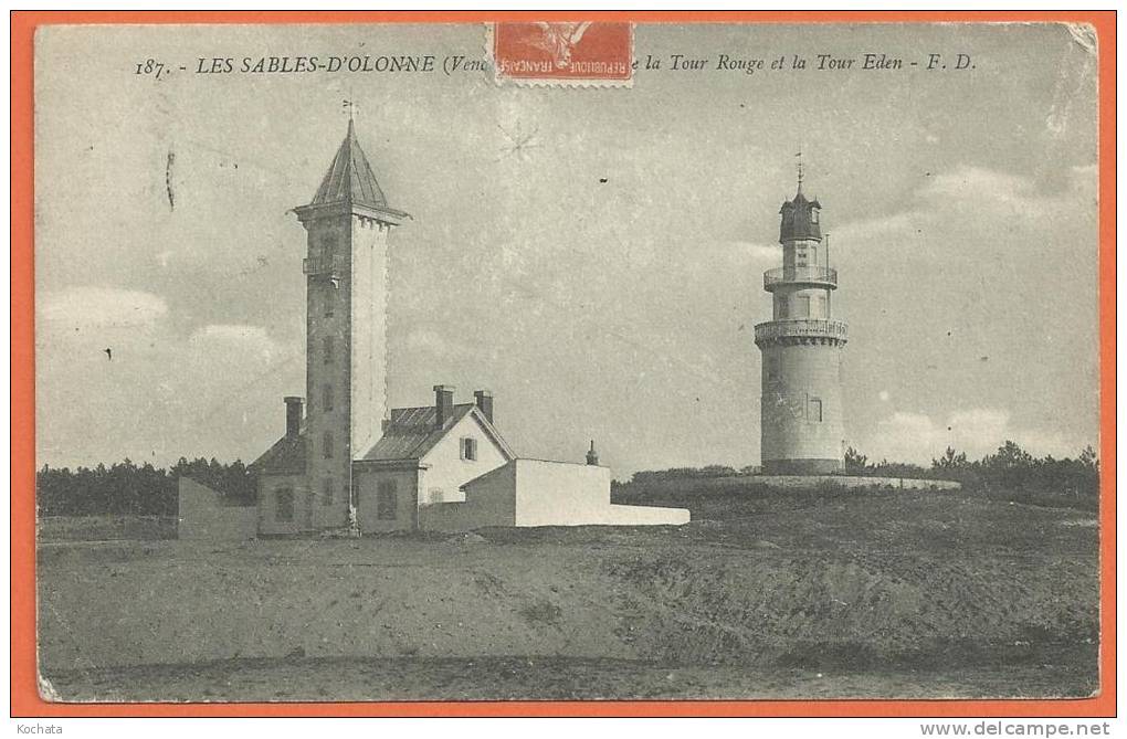 N145, Les  Sables D´Olonne , Tour Rouge Et Tour D´Eden , 187 , Circulée  1910 - Sables D'Olonne