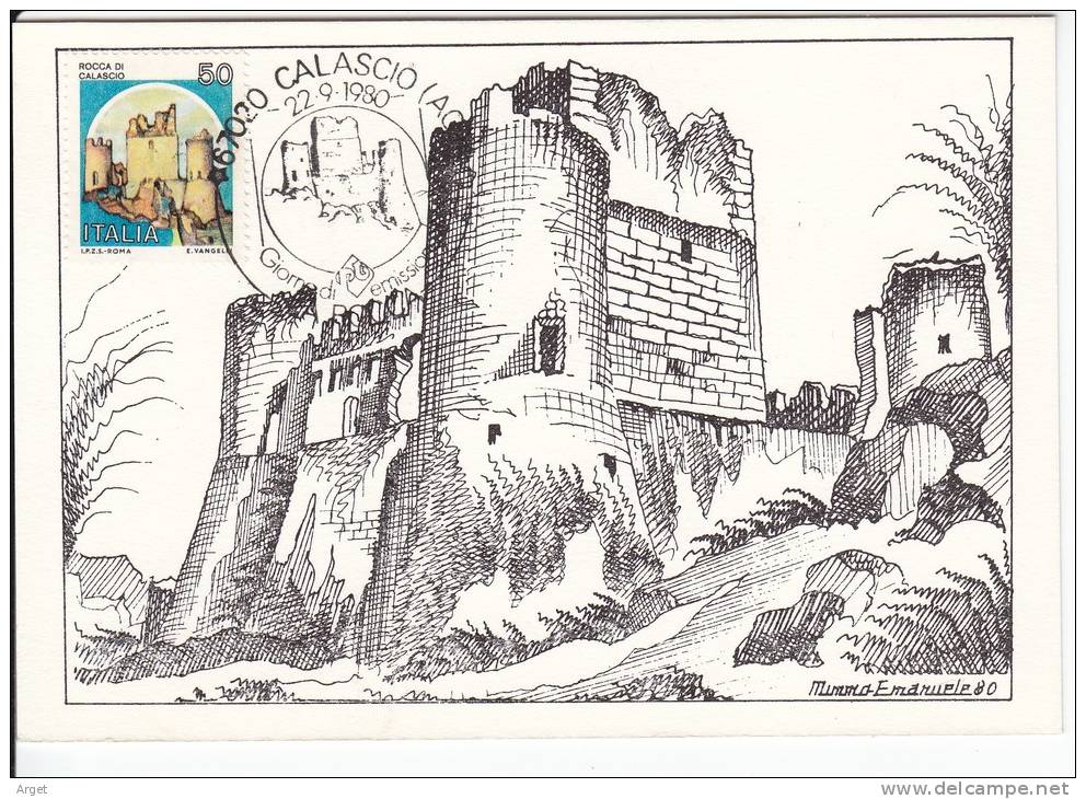 Carte Maximum ITALIE  N° Yvert  1437 (Château De Rocca Calascio) Obl Sp Ill 1er Jour - Cartes-Maximum (CM)