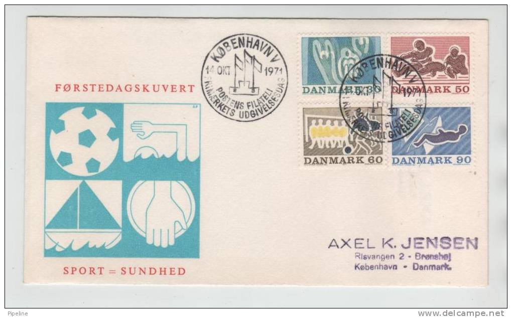 Denmark FDC 14-10-1971 Sport Complete Set Of 4 With Cachet - FDC