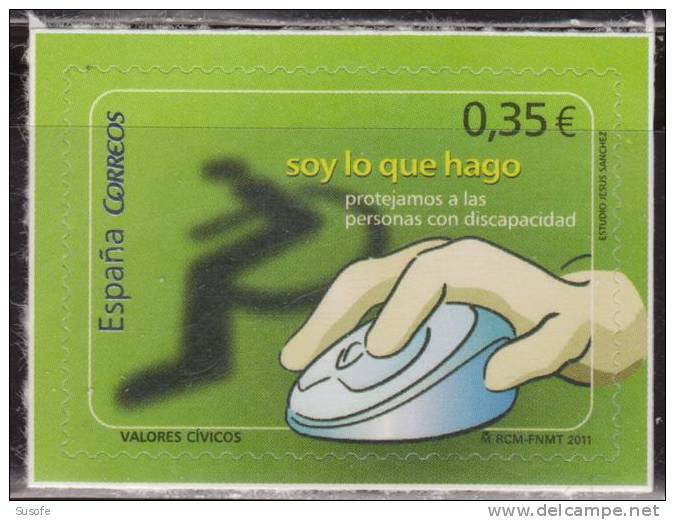 España 2011 Edifil 4640 Sello ** Valores Cívicos Proteccion Personas Discapacitadas Spain Stamps Espagne Timbre Briefmar - Nuevos