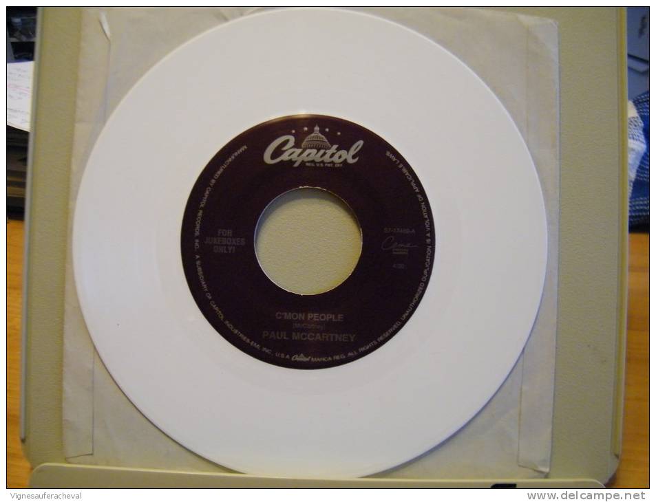 45t.Paul McCartney.C'mon People/Down To The River  (white Vinyl-for Jukeboxes - 45 T - Maxi-Single