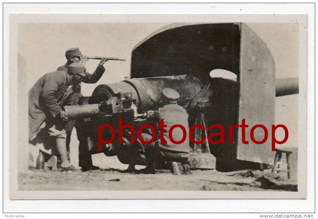 SHANGHAI-Krieg CHINA-JAPAN-Photokarte-Militaria-Soldaten-Kanone- - Ausrüstung