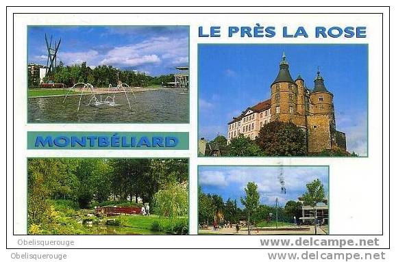 25 MONTBELIARD LE PRES LA ROSE 4 VUES EN UNE CARTE 1998 - Montbéliard