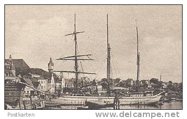 ALTE POSTKARTE KAPPELN AN DER SCHLEI HAFENPARTIE HAFEN J. MÖLLER Karren & Segelschiff Clipper Three-master Trois-mats - Kappeln / Schlei