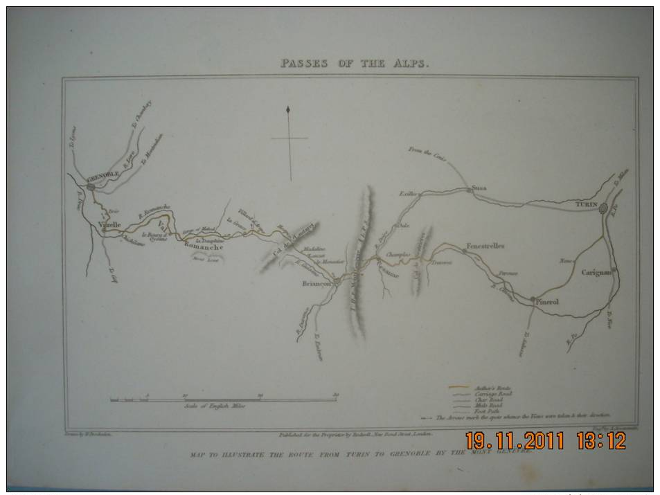 F  518   LE PASSAGE DES ALPES   GRENOBLE A TURIN  VIA LE MONT GENEVRE    VERS  1900 - Geographical Maps