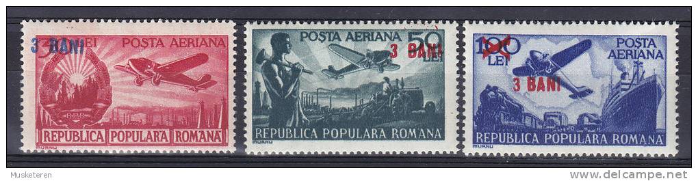 Romania 1952 Mi. A 1363-1364 Airmail Arienne Flugpost (1948) Overprinted Complete Set MNH** (2 Scans) - Ongebruikt