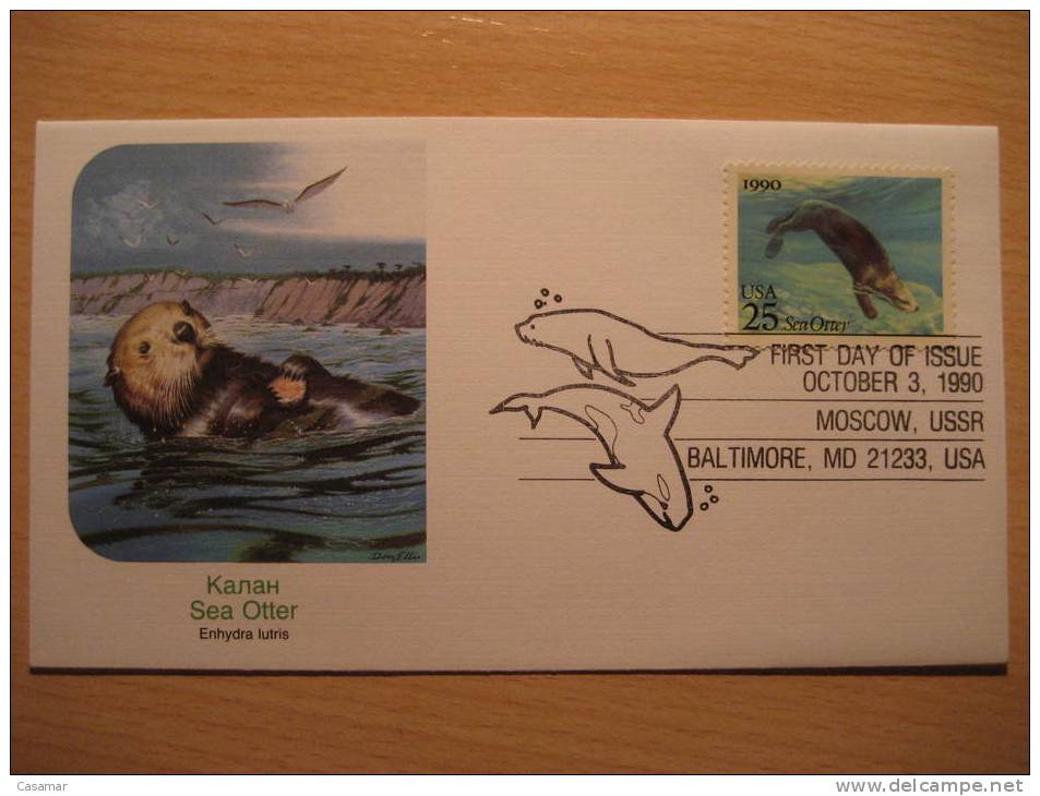 USA Baltimore Russia USSR 1990 Lion Otter Whale Whales Baleines Dolphin Dauphin Dolphins Dauphins Cetacean Sea Fauna 4 F - Baleines