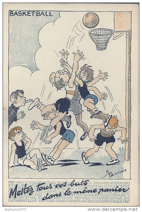 WWII - 39-45 - PROPAGANDE - COMMISSARIAT EDUCATION GENERALE ET SPORTS - PELLOS - BASKET BALL - Pellos