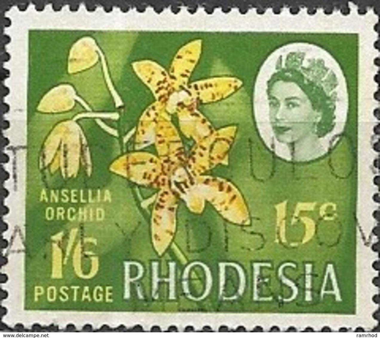 RHODESIA 1967 Dual Currency Issue.-  Ansellia Orchid - 1s.6d./15c. - Brown, Yellow And Gree FU - Rhodesien (1964-1980)