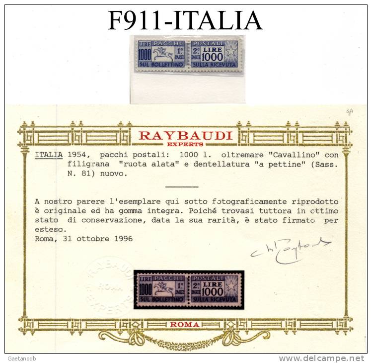 Italia-F00911 - Pacchi Postali "CAVALLINO 1954" (++) MNH - Qualità A Vostro Giudizio. - Postal Parcels