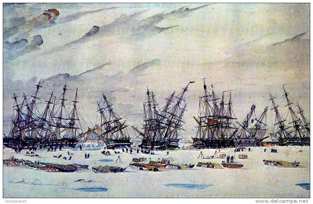 AMERICAN WHALERS CAUGHT IN THE ICE, MELVILLE BAY, 1852, Forbes Collection, Hart Nautical Museum Unused - Velieri