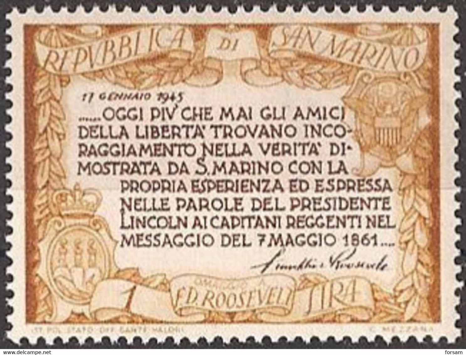 SAN MARINO..1947..Michel # 356...MLH. - Unused Stamps
