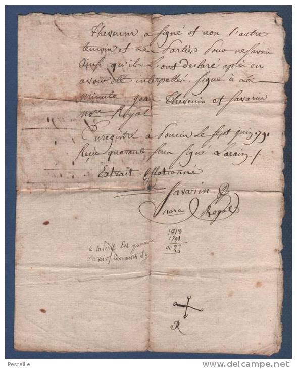 01 AIN - ACTE DE VENTE DATE DU 5 JUIN 1791 - JUJURIEUX / MERIGNAT - CACHET EXPEDITION 8 SOLS LA LOI LE ROI - Manuscripts