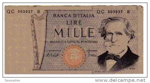 BILLET ITALIE - P.101 - 1000 LIRE - VERDI - 1000 Lire