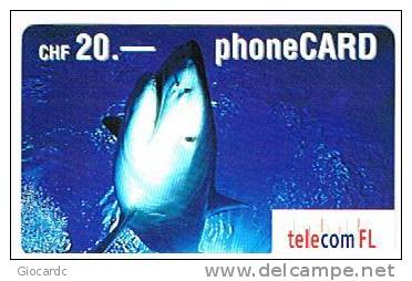 LIECHTENSTEIN   - TELECOM FL    ( REMOTE) - SHARK  20  EXP.  6.03 - USED  -  RIF. 780 - Peces