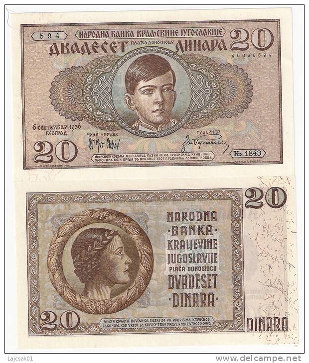 Yugoslavia 20 Dinara 1936. UNC P-33 - Yougoslavie