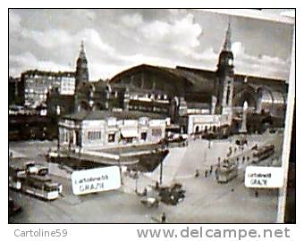 GERMANY  HAMBURG GARE STATION  STAZIONE HAUPTBAHNHOF  TRAM AUTO VB1936  Rosso Hotel Reichshof  DM1937 - Harburg