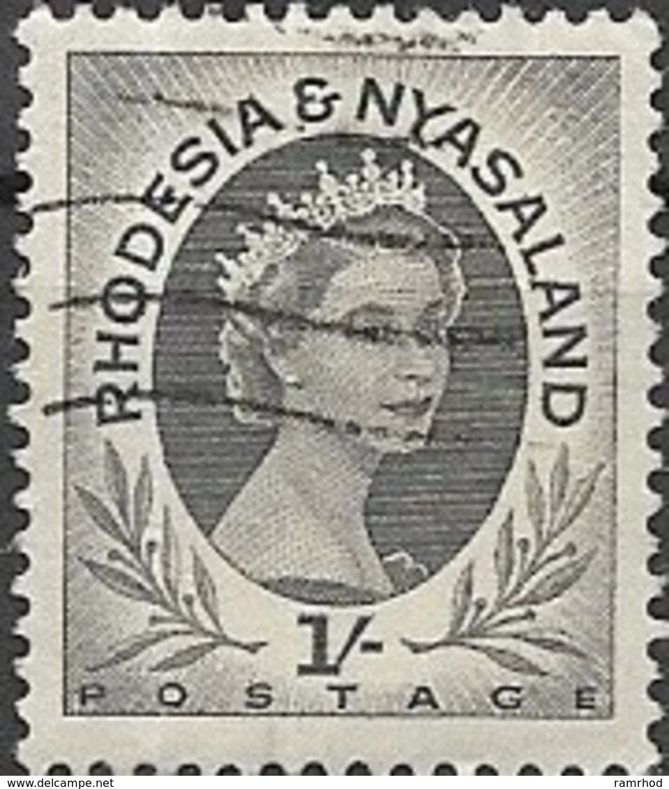 RHODESIA & NYASALAND 1954 Elizabeth - 1s. Grey FU - Rhodesia & Nyasaland (1954-1963)