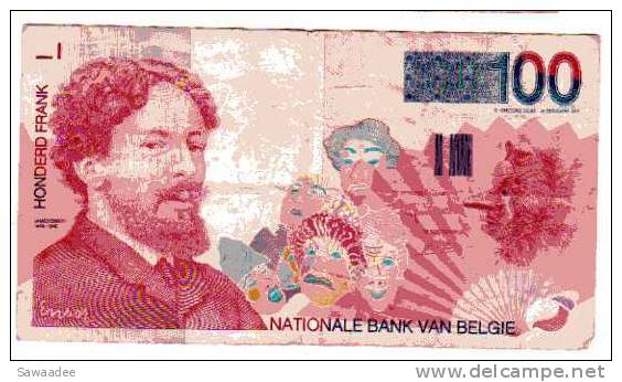 BILLET BELGIQUE - ROYAUME - P.147 (VOIR SIGNATURE) - 100 FRANCS - 1995 - ENSOR - CARNAVAL - PLAGE - 20 Francs