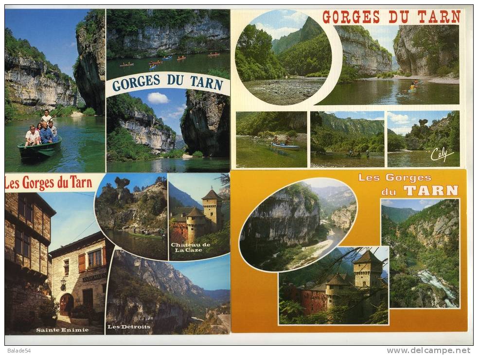 14 CPM - GORGES DU TARN (48) Les Détroits - Chateau De La Caze - Pas De Soucy - Descente En Barque Et En Kayak - Lacets - Gorges Du Tarn