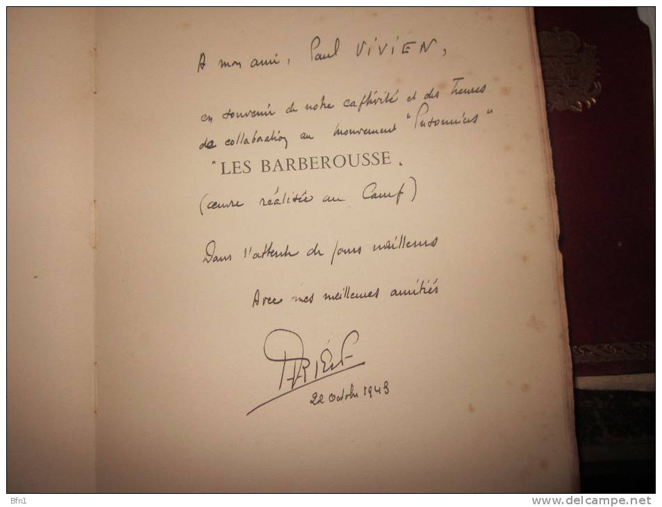 Albert-P. Prieur-LES BARBEROUSSE Corsaires Et Rois D´Alger-1943-- Dédicacà à PAUL VIVIEN - Livres Dédicacés