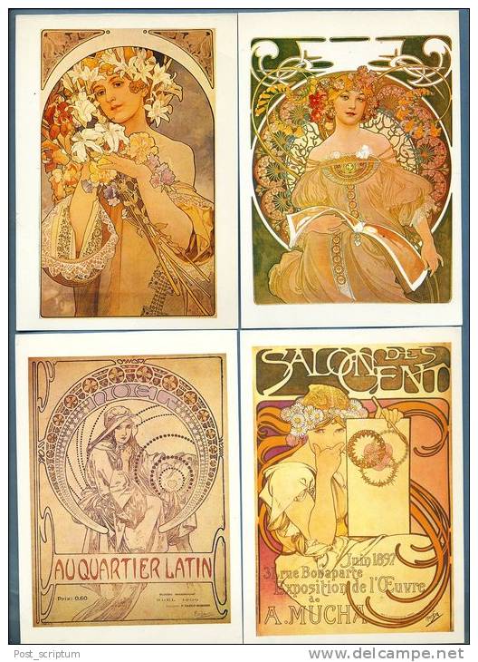 Thème - Mucha - Lot De 14 Cartes (d´une Série De 30 Cartes) - - Mucha, Alphonse