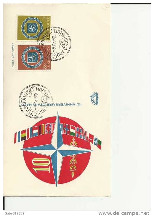 NATO / OTAN 1959 - LUXEMBOURG FDC 10TH ANNIVERSARY OTAN/NATO  W//2  STAMPS MICHEL 604/605 MICH   POSTMARKED APR 3 , 1959 - NATO