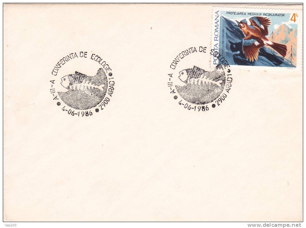 NATIONAL CONFERENCE OF ECOLOGY ,1 COVER FISH,POISSON,1986 Romania - Pollution