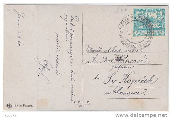 Czechoslovakia.  Postcard Franked With Hradcany. Darom&#283;&#345;ice U Jeví&#269;ka 5.VI.20.  (A02006) - Ansichtskarten