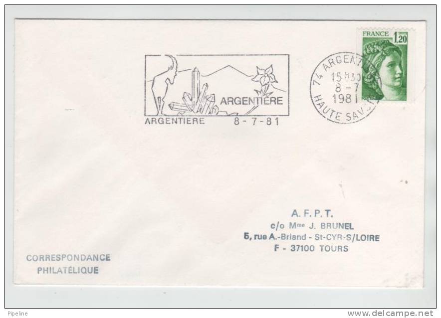 France Cover Argentiere 8-7-1981 Sent To Tours - Lettres & Documents