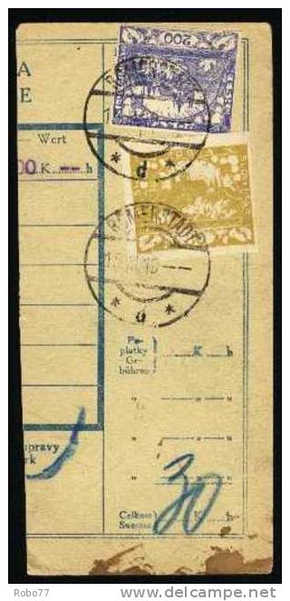 Czechoslovakia Parcel Card Franked With Hradcany Cat. Pofis 12, 22.  Bomerstadt 15.XI.19.   (A02029) - Postales