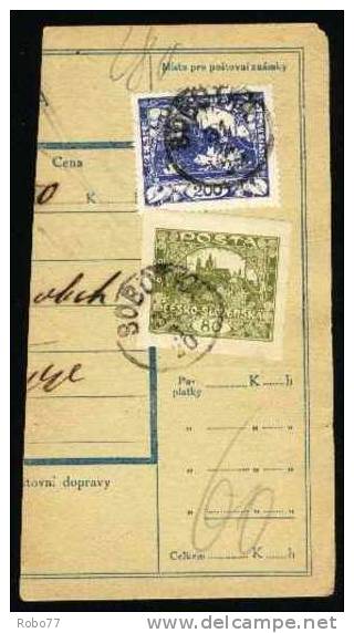 Czechoslovakia Parcel Card Franked With Hradcany.  Uni&#269;ov 14.IX.20.   (A02045) - Postales