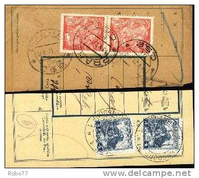 Czechoslovakia Parcel Card - Two Pieces. Varnsdorf 1.,   Praha1, 13.V.21.   (A03011) - Postales