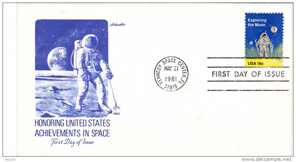 KENNEDY SPACE CENTER,HONORING UNITED STATES ACHIEVEMENTS IN SPACE 1981 Cover FDC,premier Jour. - 1981-1990