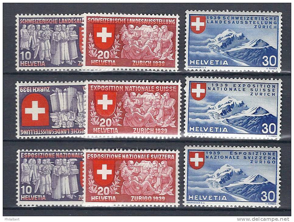 CH219 - Exposition Nationale 1939 No 219-227 * - Unused Stamps