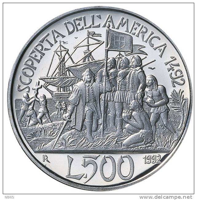 ITALY - REPUBBLICA ITALIANA ANNO 1992 - COLOMBO AMERICA - IV Emissione   - Lire 500 In Argento - Gedenkmünzen