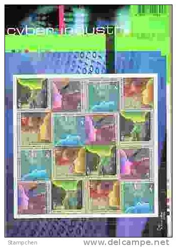Hong Kong 2002 Cyber Industry In Hong Kong Stamps Mini Sheetlet IT Education Telecom Computer Cinema - Computers