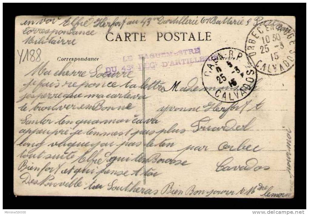 Caen - La Maladrerie - Maison Centrale De Détention - Franchise Militaire - NOUVELLES GALRERIES - 1915 ( Y 188 ) - Caen