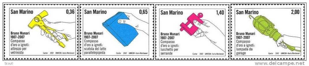 SAN MARINO - SAINT MARIN - 2007 - CENT. NASCITA BRUNO MUNARI - 4 Francobolli ** MNH - Neufs