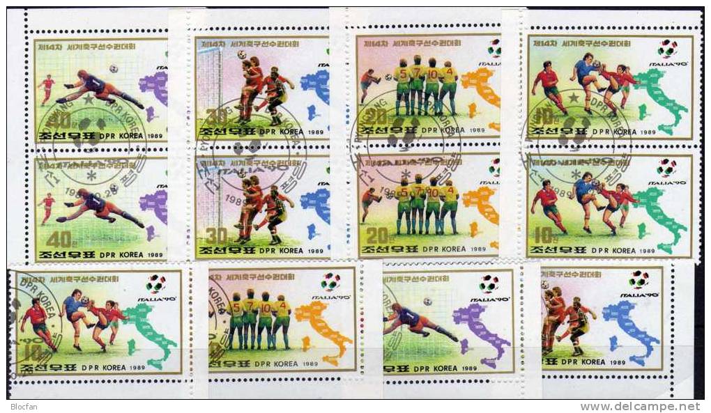 Fußball Spiel-Szene Mit Karte Von Italien 1990 Korea 3070/3 Plus Paar O 4€ Fussball WM In Rom Map Soccer Set Of Corea - Korea (...-1945)