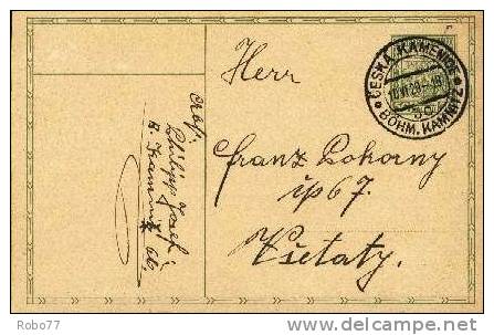 Czechoslovakia Postal Card. &#268;eská Kamenice 10.VI.29.   (A05029) - Cartes Postales