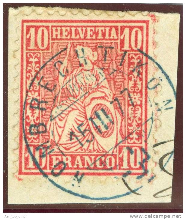 Heimat ZH HOMBRECHTIKON 1877-03-15 Blau Auf Briefstück Zu#38 Sitzende Helvetia - Used Stamps