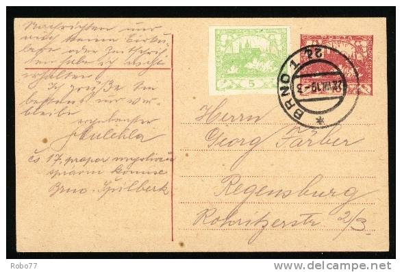 Czechoslovakia Postal Card. Brno 1, 28.VIII.19. (A05165) - Cartes Postales