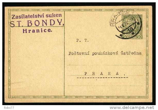 Czechoslovakia Postal Card. Hranice 24.V.29.   (A05168) - Postales