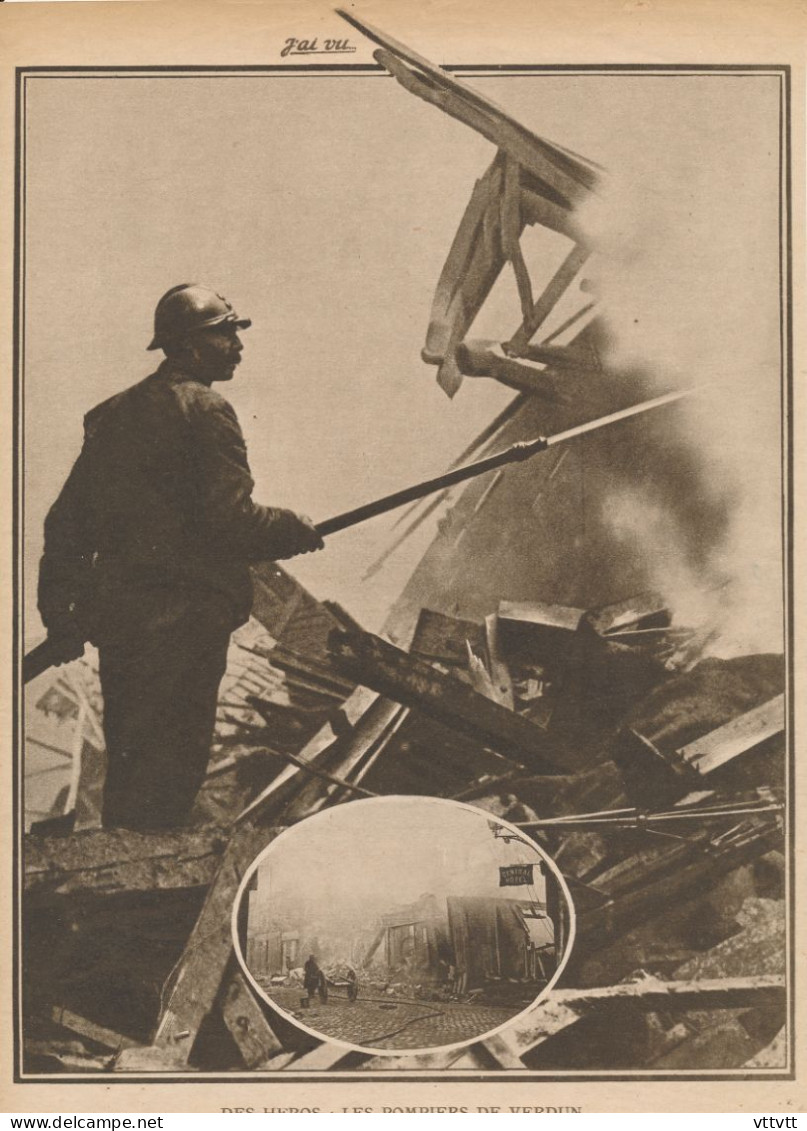 1916 : Document, Des Héros, Les Pompiers De Verdun, Central Hotel. Guerre 1914-1918 - Brandweer