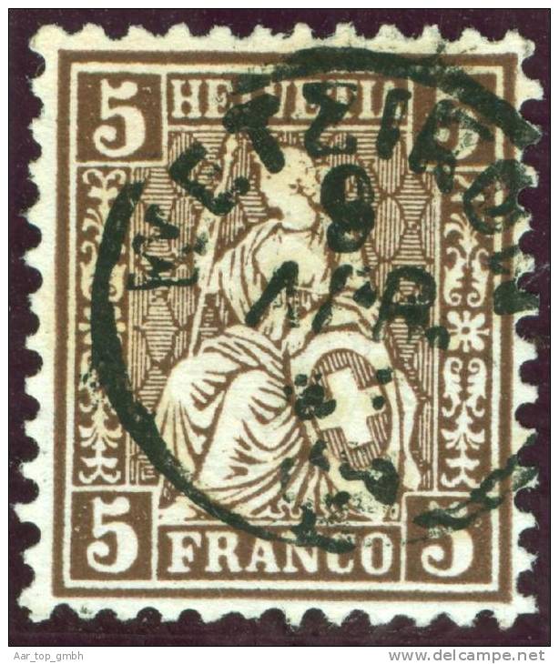 Heimat ZH WETZIKON 186?-04-09 Fingerhut-stempel Auf Zu#30 Sitzende Helvetia - Used Stamps