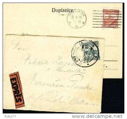 Czechoslovakia. EXPRES Cover And Postal Card. Praha 2, 11.VIII.33.; Písek 11. VIII.33.  (A06018) - Brieven En Documenten