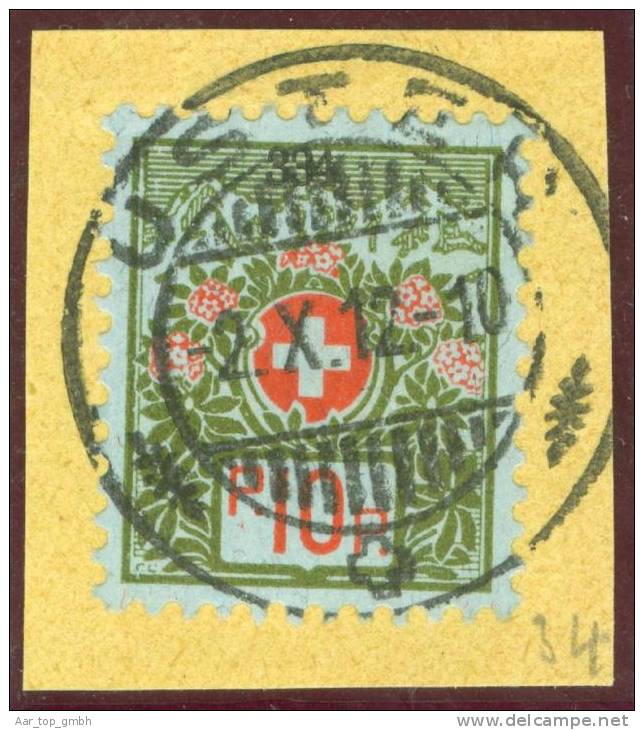 Heimat ZH USTER 1912-10-02 Vollstempel Auf Briefstück Portofreiheit Zu#5a Kl#334 Hülfsverein Uster - Vrijstelling Van Portkosten